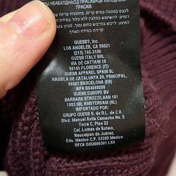 GUESS Burgundy Maroon Crisscross Sweater Size XL - Picture 4 of 9